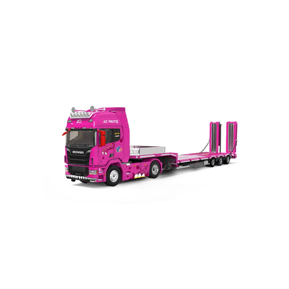 Supcar 1:64 Scania Flat Bed Trailer Transporter Truck Roxy Pink