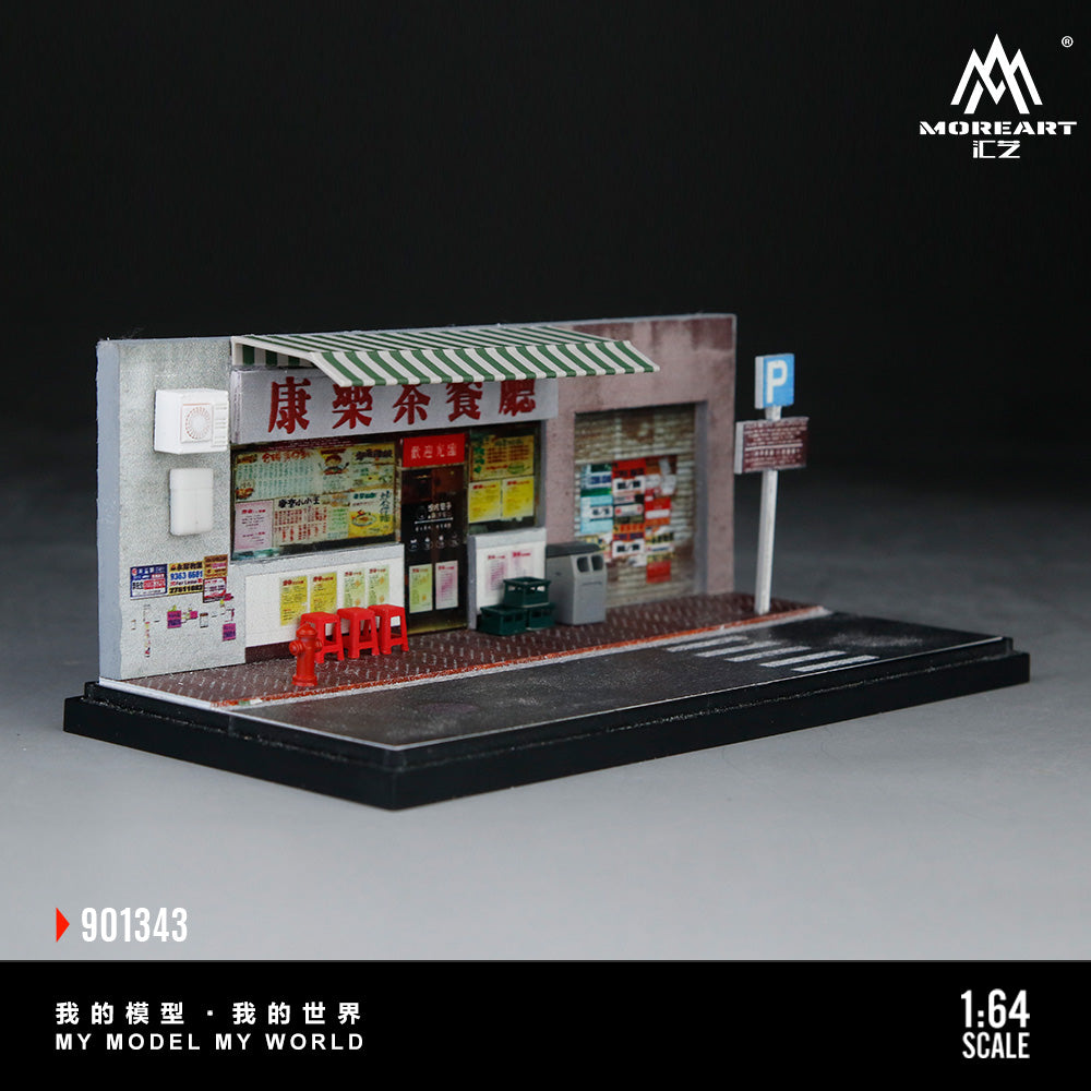 MoreArt 1:64 A Miniature Scene of A Hong Kong Style Tea Restaurant Diorama in Acrylic Case (Please Find Included Accessories in Description)