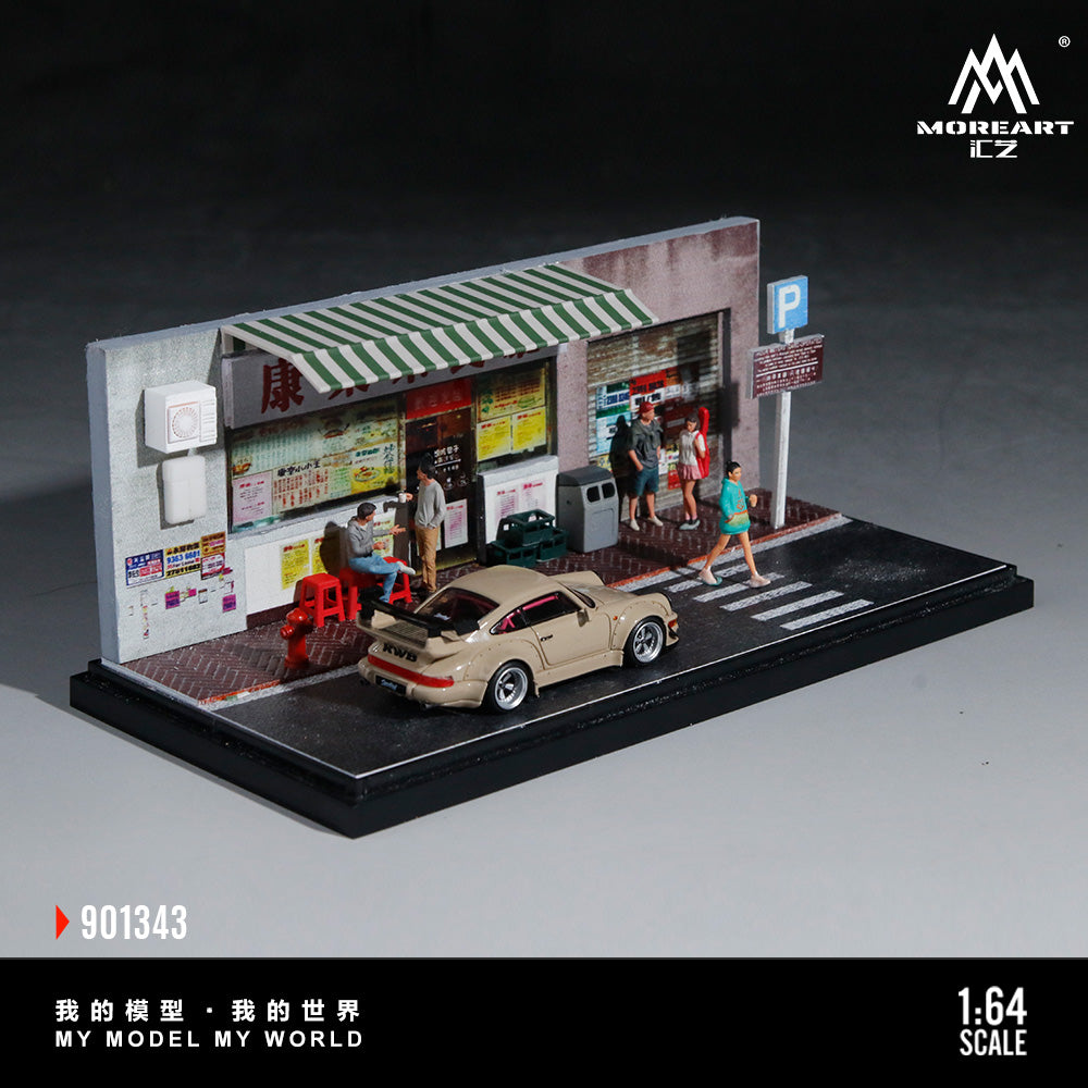 MoreArt 1:64 A Miniature Scene of A Hong Kong Style Tea Restaurant Diorama in Acrylic Case (Please Find Included Accessories in Description)