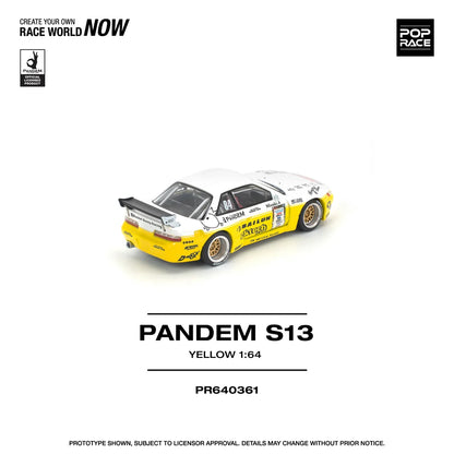 Pop Race 1:64 Pandem Silvia S13 Rocket Bunny Yellow Opening Front Hood Detailed Engine (PR640361)