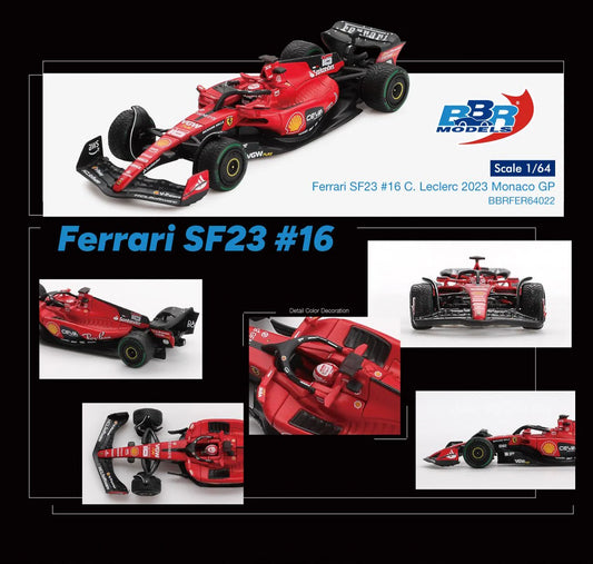 BBR 1/64 Ferrari SF23 #16 C. Leclerc 2023 Monaco GP (BBRFER64022)