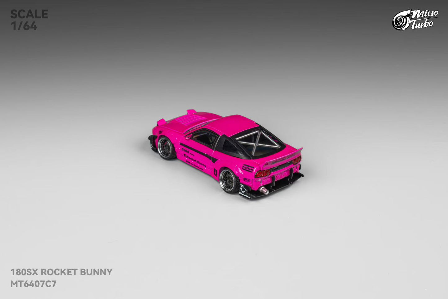 Micro Turbo 1:64 Nissan Silvia S13 180SX Pandem Rocket Bunny Rose Red Folding Lights Detailed Engine Limited 999 Pieces