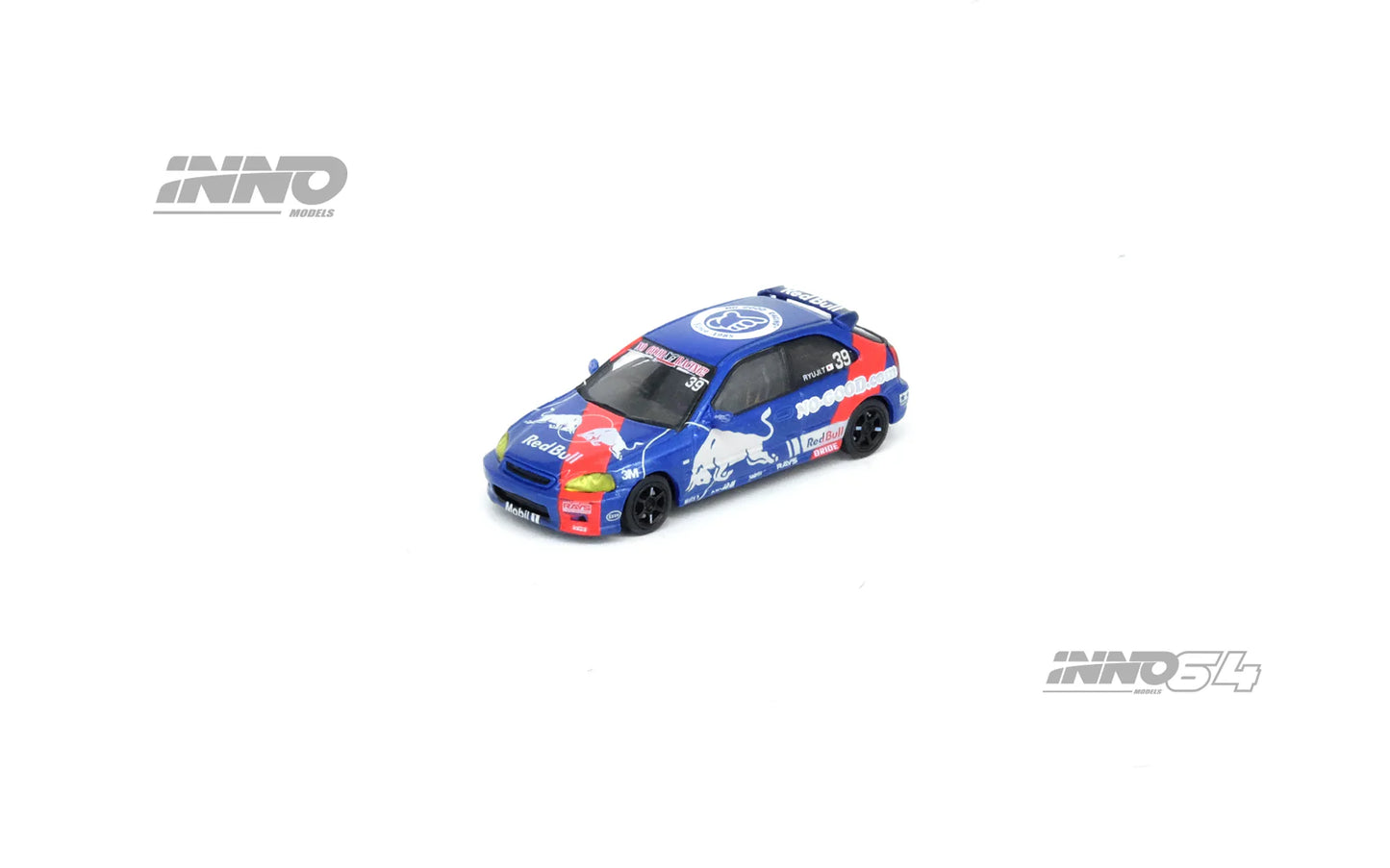 INNO64 1:64 HONDA CIVIC Type-R (EK9) NO GOOD RACING Red Bull Livery IN64-EK9-JDM16