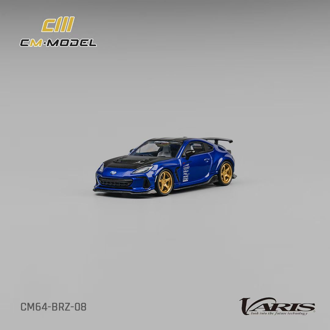 CM Model 1:64 Subaru BRZ Mk2 ZD8 Varis Arising-1 Metallic Blue with Extra Wheel-Set