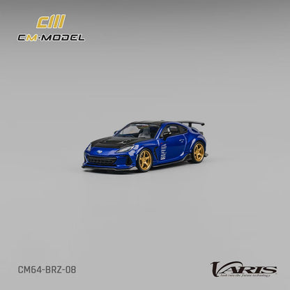 CM Model 1:64 Subaru BRZ Mk2 ZD8 Varis Arising-1 Metallic Blue with Extra Wheel-Set