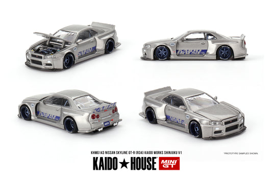Mini GT 1:64 Nissan Skyline GT-R (R34) Kaido Works SHINJUKU V1 KaidoHouse (KHMG143)