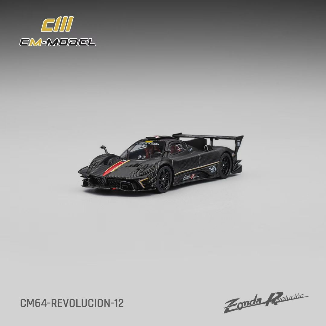 CM Model 1:64 Pagani Zonda R Evolucion Track Version Black Dry Carbon with Extra Wheel-Set Pagani Official Licensed
