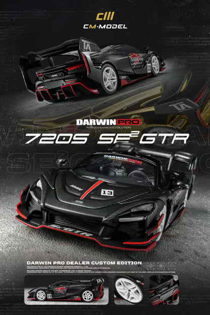 CM Model 1:64 McLaren DARWIN PRO 720Se² GTR #13 Matt Black in Premium Box Packaging McLaren Official Licensed - Malaysia Dealer Custom Special Edition