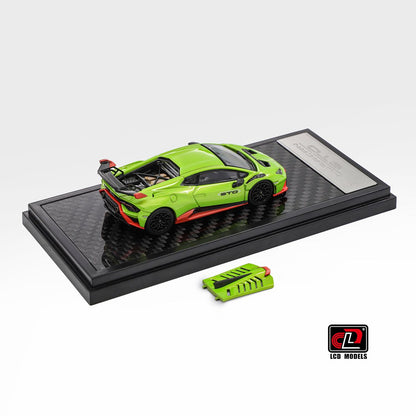 LCD Model 1:64 Lamborghini Huracan STO Green Openable Engine Hood with Detailed Engine Lamborghini Official Licensed