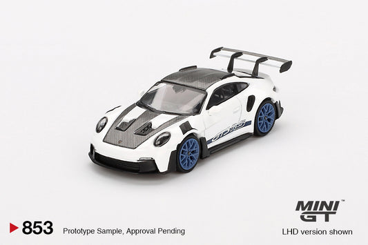 Mini GT 1:64 Porsche 911 (992) GT3 RS Weissach Package White with Indigo Blue (MGT00853-CH)