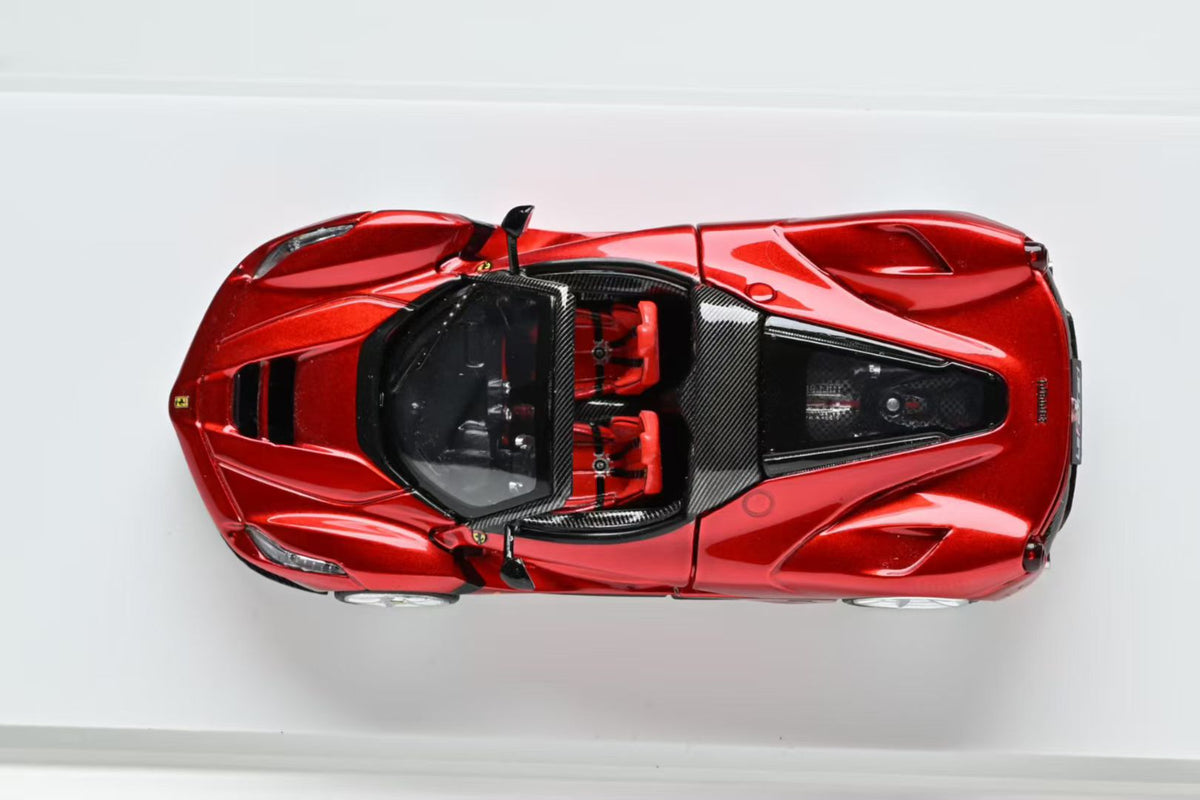 Street Buster 1:64 LaFerrari F150 Aperta Soft Top Rosso Maranello Metallic Red Openable Rear Hood Detailed Engine