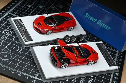 Street Buster 1:64 LaFerrari F150 Coupe Hard Top Rosso Corsa Standard Red Openable Rear Hood Detailed Engine