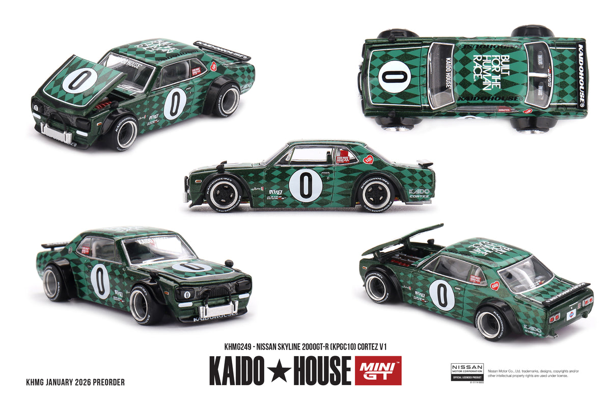 Mini GT x KAIDOHOUSE 1:64 Nissan Skyline 2000GT-R (KPGC10) Cortez V1 (KHMG249)