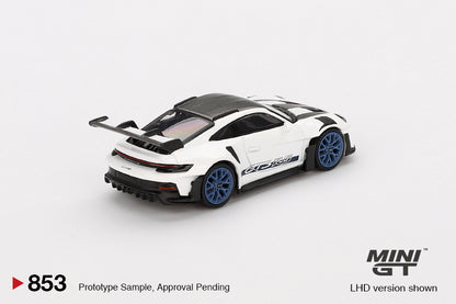 Mini GT 1:64 Porsche 911 (992) GT3 RS Weissach Package White with Indigo Blue (MGT00853-CH)