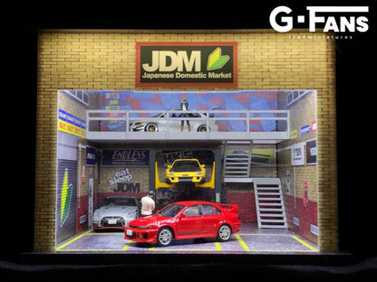 G-Fans 1/64 Japan JDM Double Levels Garage LED Light Diorama with acrylic cover