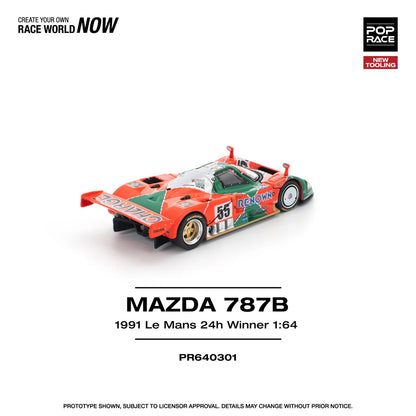 Pop Race 1:64 Mazda 787B 1991 Le Mans 24H Winner Renown Openable Front and Rear Hood Detailed Engine (PR6402301)