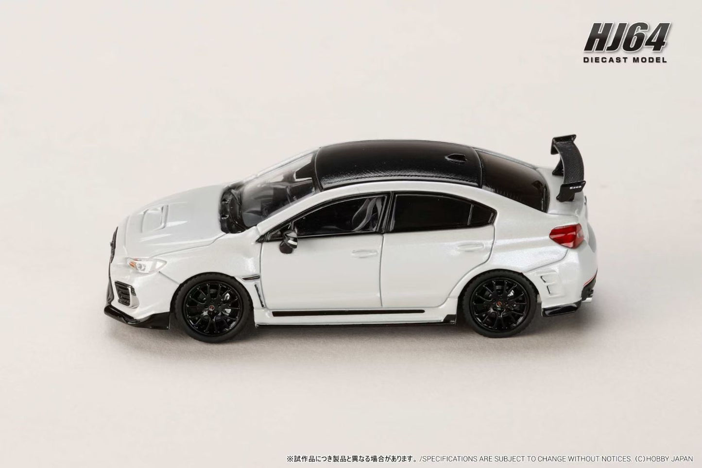 Hobby Japan 1/64 SUBARU WRX STI S208 Nurburgring NBR Challenge Package Crystal White Pearl (Comes with Engine Display Model)