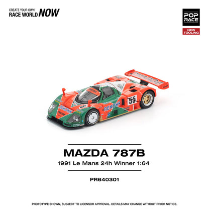 Pop Race 1:64 Mazda 787B 1991 Le Mans 24H Winner Renown Openable Front and Rear Hood Detailed Engine (PR6402301)