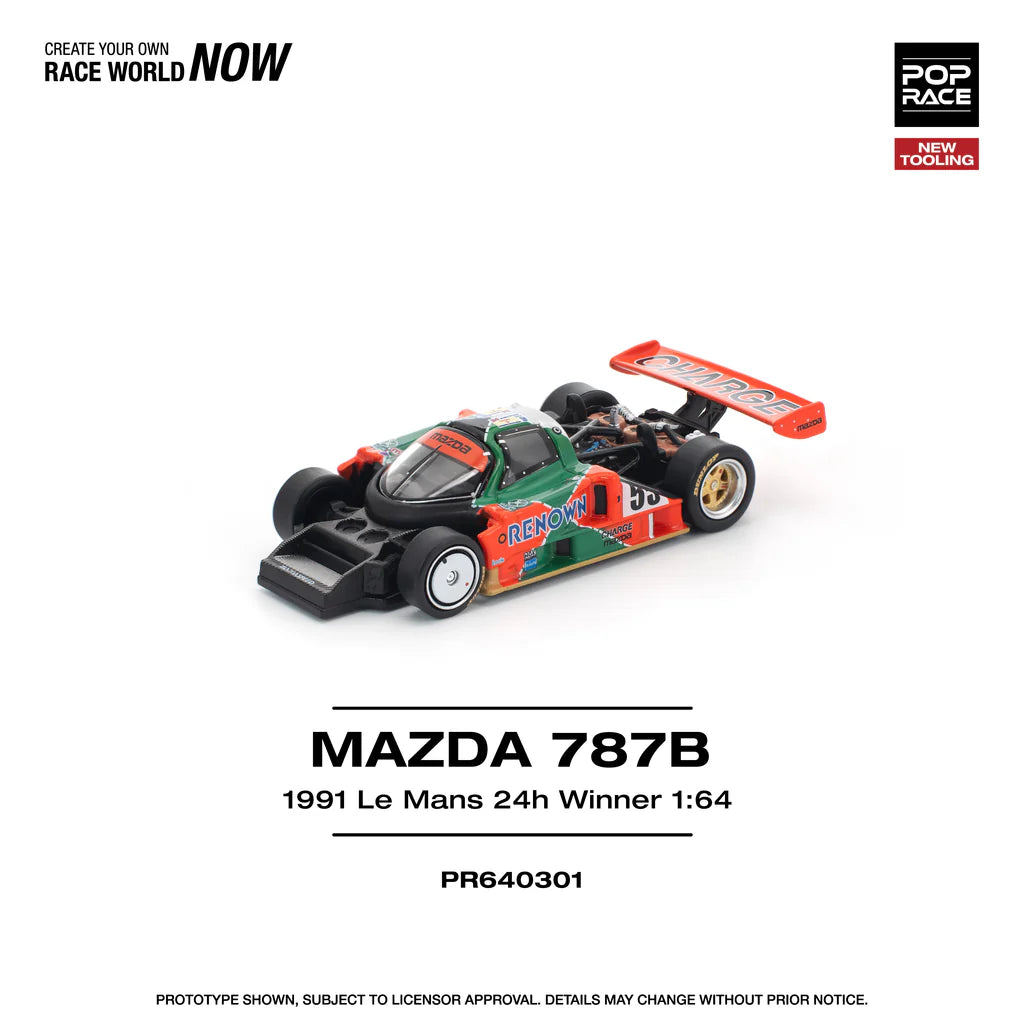 Pop Race 1:64 Mazda 787B 1991 Le Mans 24H Winner Renown Openable Front and Rear Hood Detailed Engine (PR6402301)