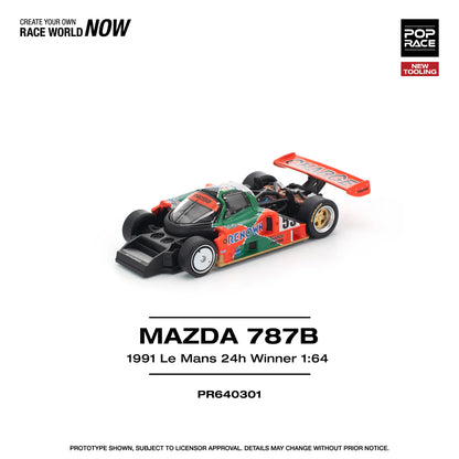 Pop Race 1:64 Mazda 787B 1991 Le Mans 24H Winner Renown Openable Front and Rear Hood Detailed Engine (PR6402301)