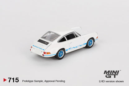 Mini GT 1:64 Porsche 911 Carrera RS 2.7 Grand Prix White with Blue Livery (MGT00715-CH)