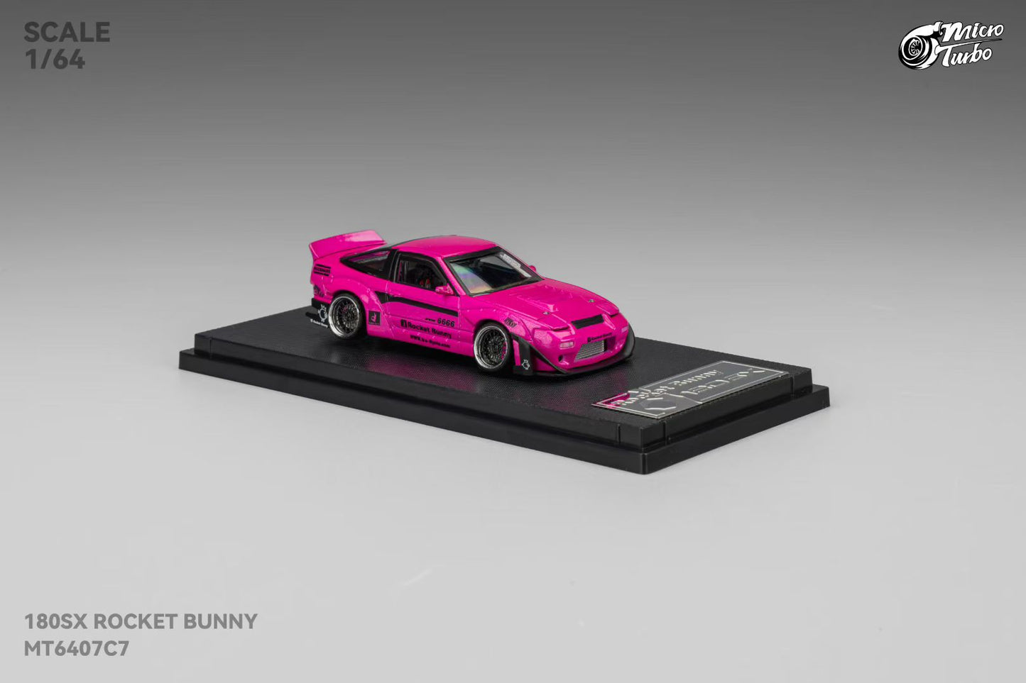Micro Turbo 1:64 Nissan Silvia S13 180SX Pandem Rocket Bunny Rose Red Folding Lights Detailed Engine Limited 999 Pieces
