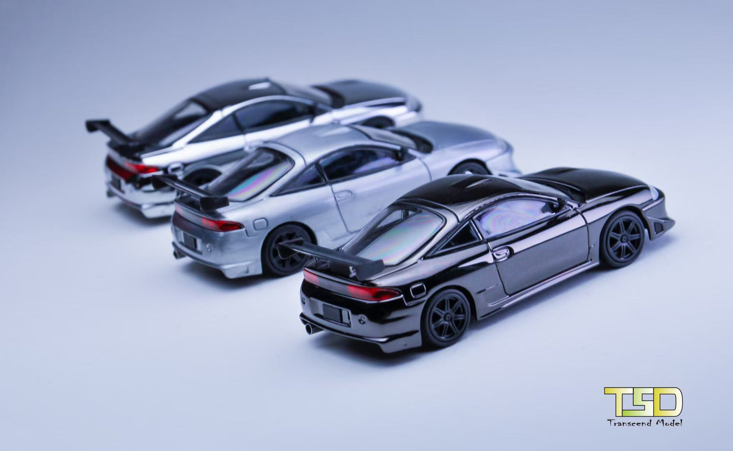 Transcend Model 1:64 Mitsubishi Eclipse Chrome Gun Grey