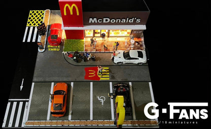G-Fans 1/64 McDonalds Drive-Thru Volume 2 LED Light Diorama with Car Park Parking Lot
