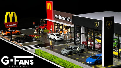 G-Fans 1/64 McDonalds Drive-Thru Volume 2 LED Light Diorama with Car Park Parking Lot