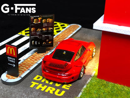 G-Fans 1/64 McDonalds Drive-Thru Volume 2 LED Light Diorama with Car Park Parking Lot