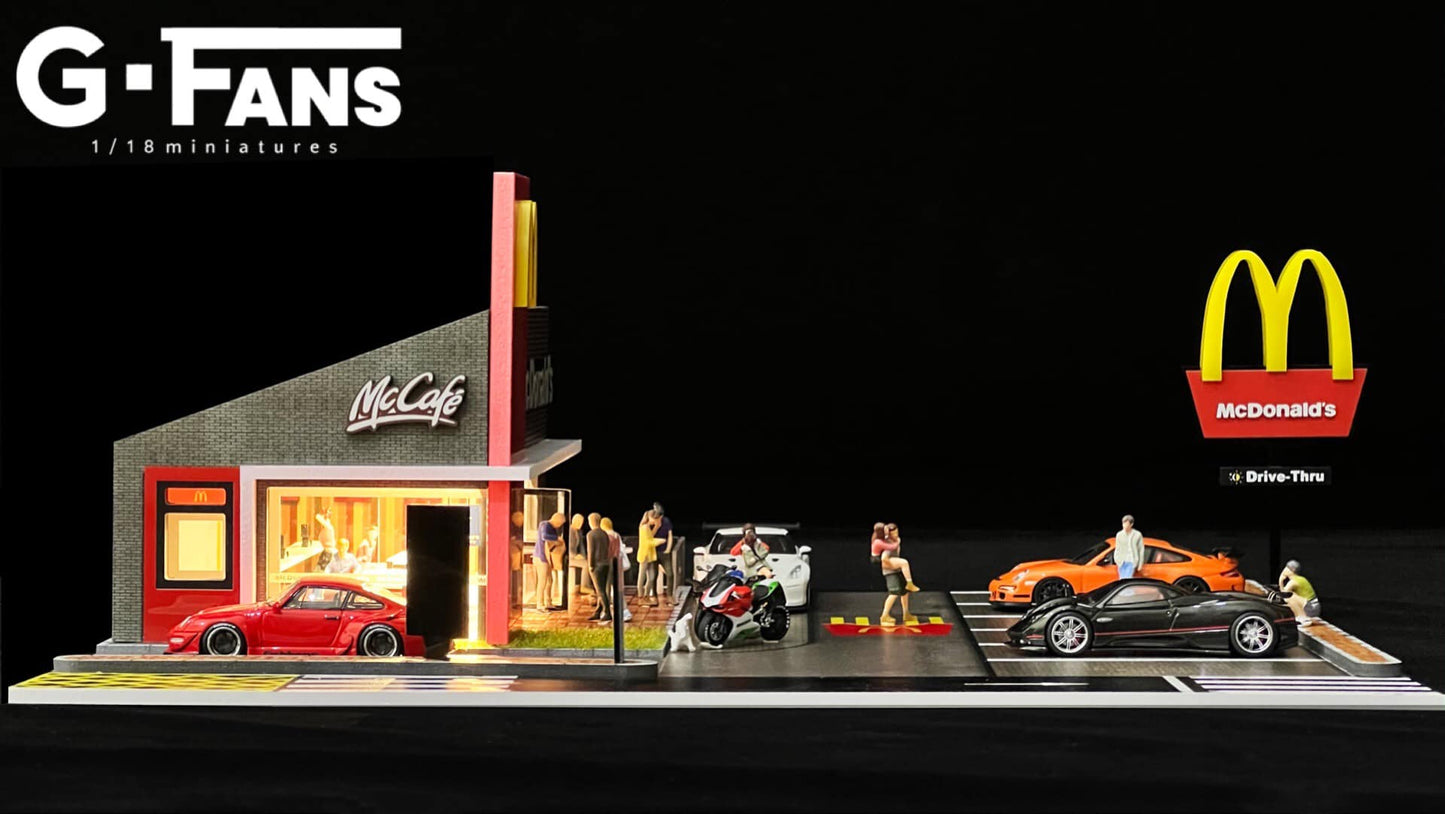 G-Fans 1/64 McDonalds Drive-Thru Volume 2 LED Light Diorama with Car Park Parking Lot