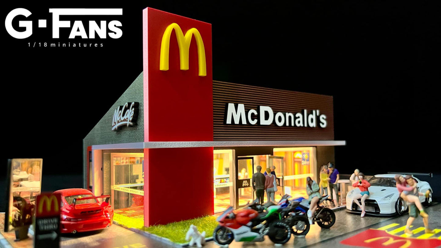 G-Fans 1/64 McDonalds Drive-Thru Volume 2 LED Light Diorama with Car Park Parking Lot