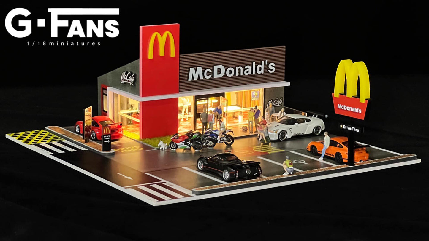 G-Fans 1/64 McDonalds Drive-Thru Volume 2 LED Light Diorama with Car Park Parking Lot