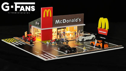 G-Fans 1/64 McDonalds Drive-Thru Volume 2 LED Light Diorama with Car Park Parking Lot