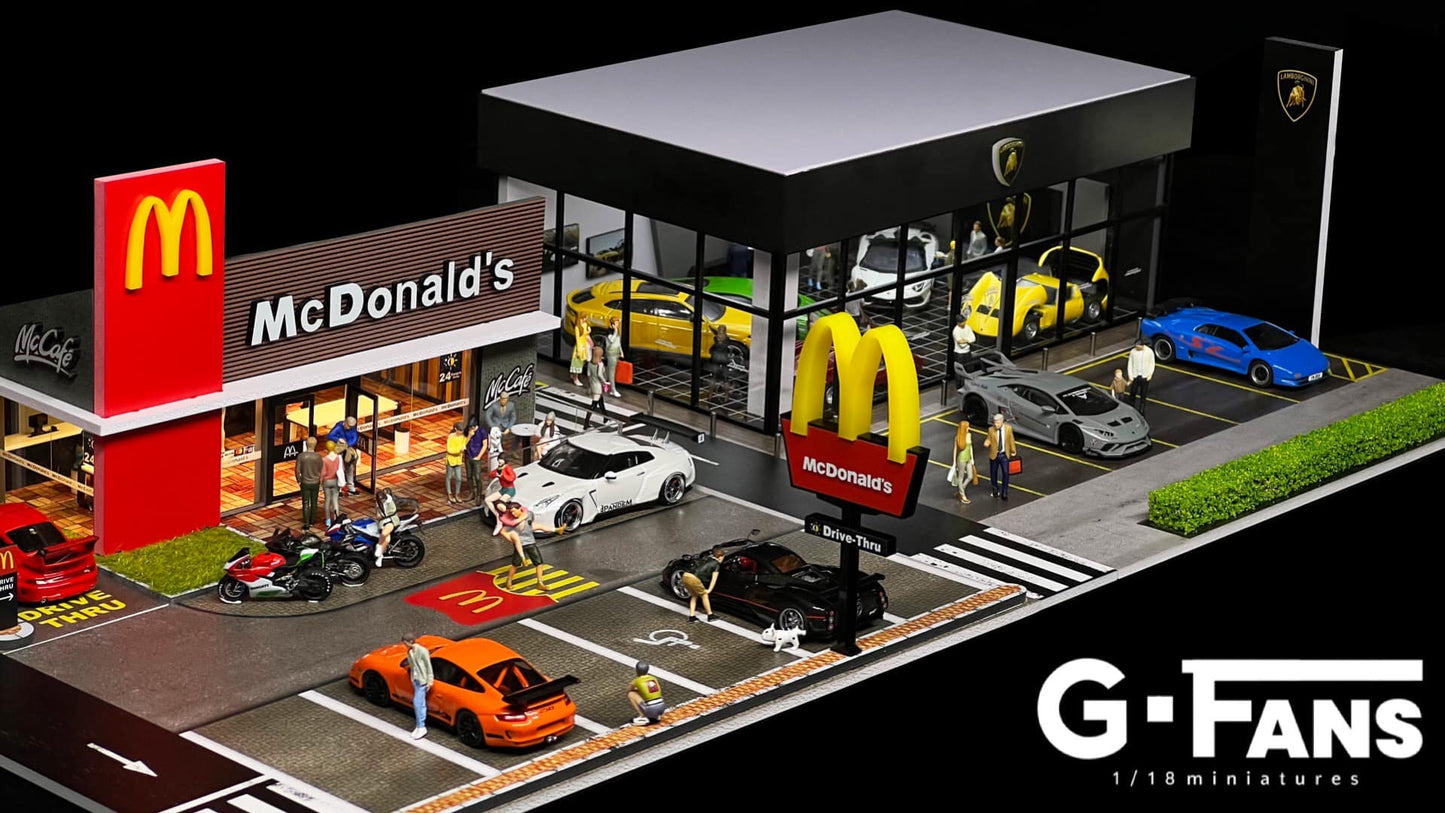 G-Fans 1/64 McDonalds Drive-Thru Volume 2 LED Light Diorama with Car Park Parking Lot