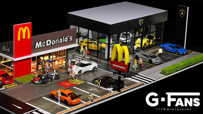 G-Fans 1/64 McDonalds Drive-Thru Volume 2 LED Light Diorama with Car Park Parking Lot