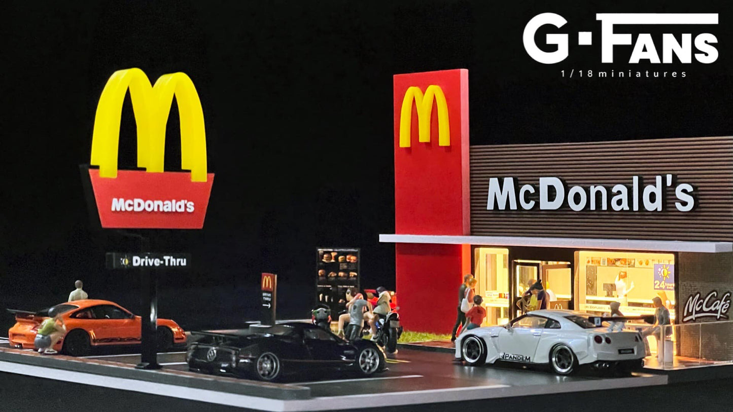 G-Fans 1/64 McDonalds Drive-Thru Volume 2 LED Light Diorama with Car Park Parking Lot