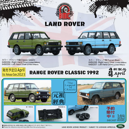 BM Creations 1/64 Land Rover 1992 Range Rover Classic LSE with 4 Additional Wheels- Tuscan Blue (RHD)
