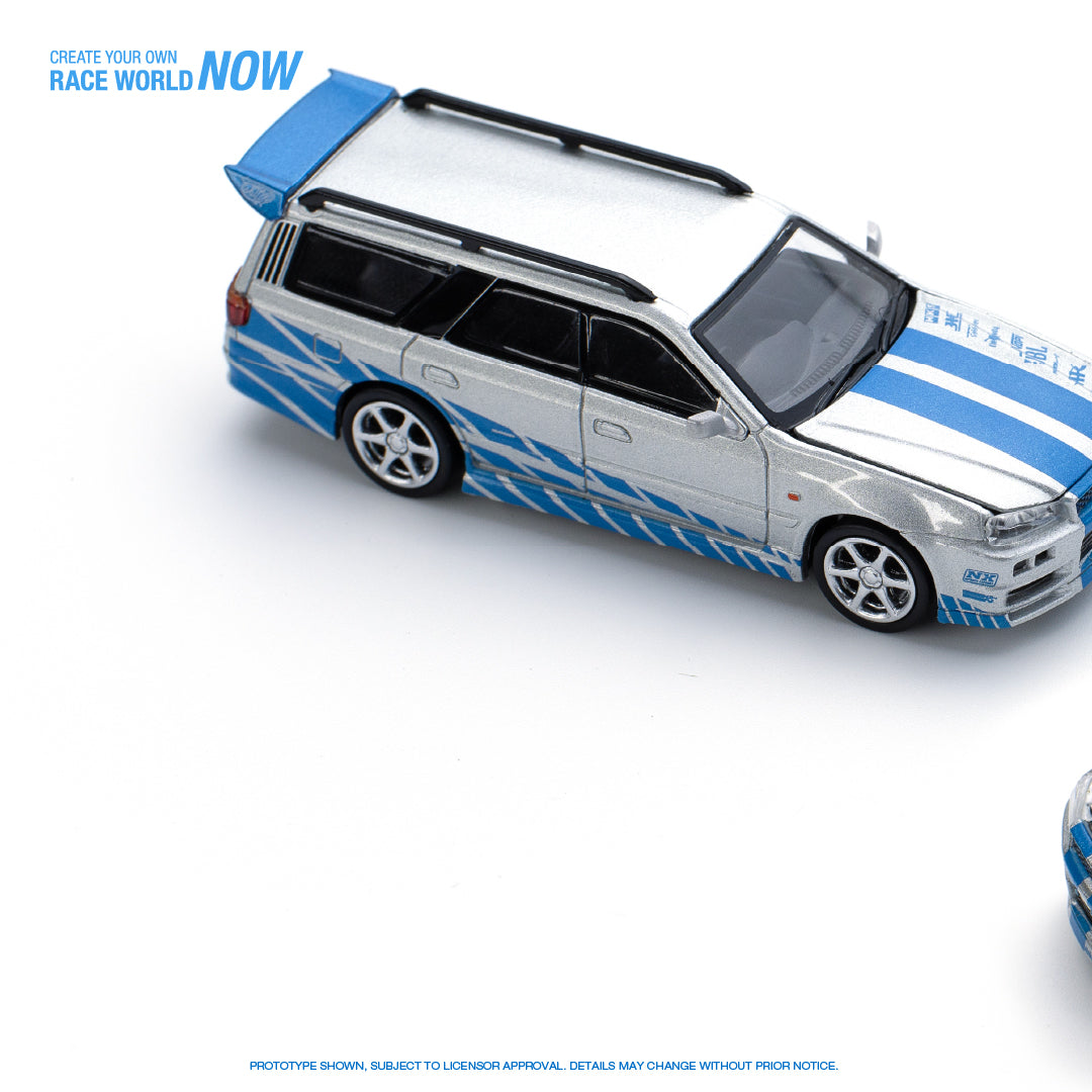 POP RACE 1/64 Nissan STAGEA BLUE/SILVER - with Openable Hood (PR640060)