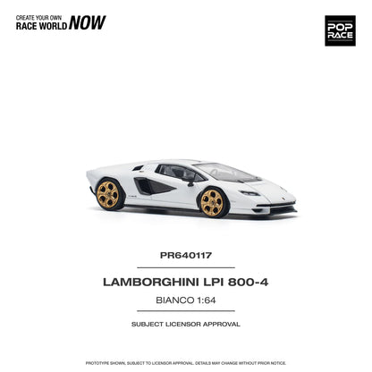 Pop Race 1:64 Lamborghini Countach LPI 800-4 Bianco Siderale Opening Front and Rear Detailed Engine (PR640117)