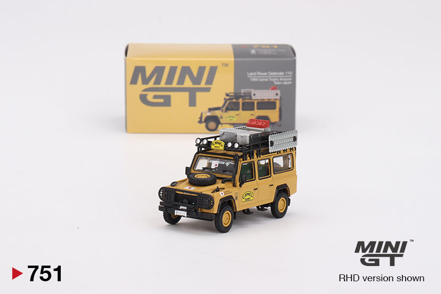 Mini GT 1:64 Land Rover Defender 110 1989 Camel Trophy Amazon Team Japan RHD (MGT00751-CH)