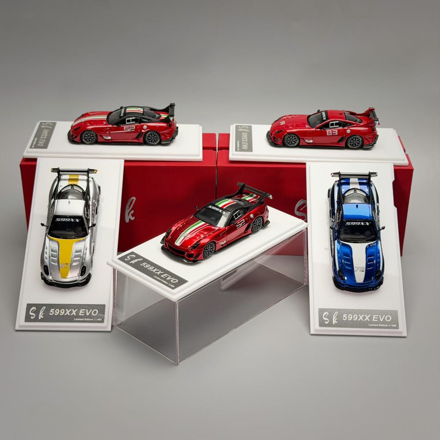 SK Model 1:64 Ferrari 599XX EVO Circuit Edition - #52 Metallic Red in Premium Box Packaging