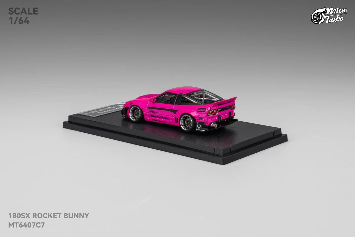 Micro Turbo 1:64 Nissan Silvia S13 180SX Pandem Rocket Bunny Rose Red Folding Lights Detailed Engine Limited 999 Pieces