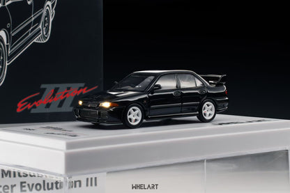 Whelart 1:64 Mitsubishi Lancer Evolution III Black LED Head and Back Lights with Car Key Shape Controller in Premium Box Packaging (Official Licensed)