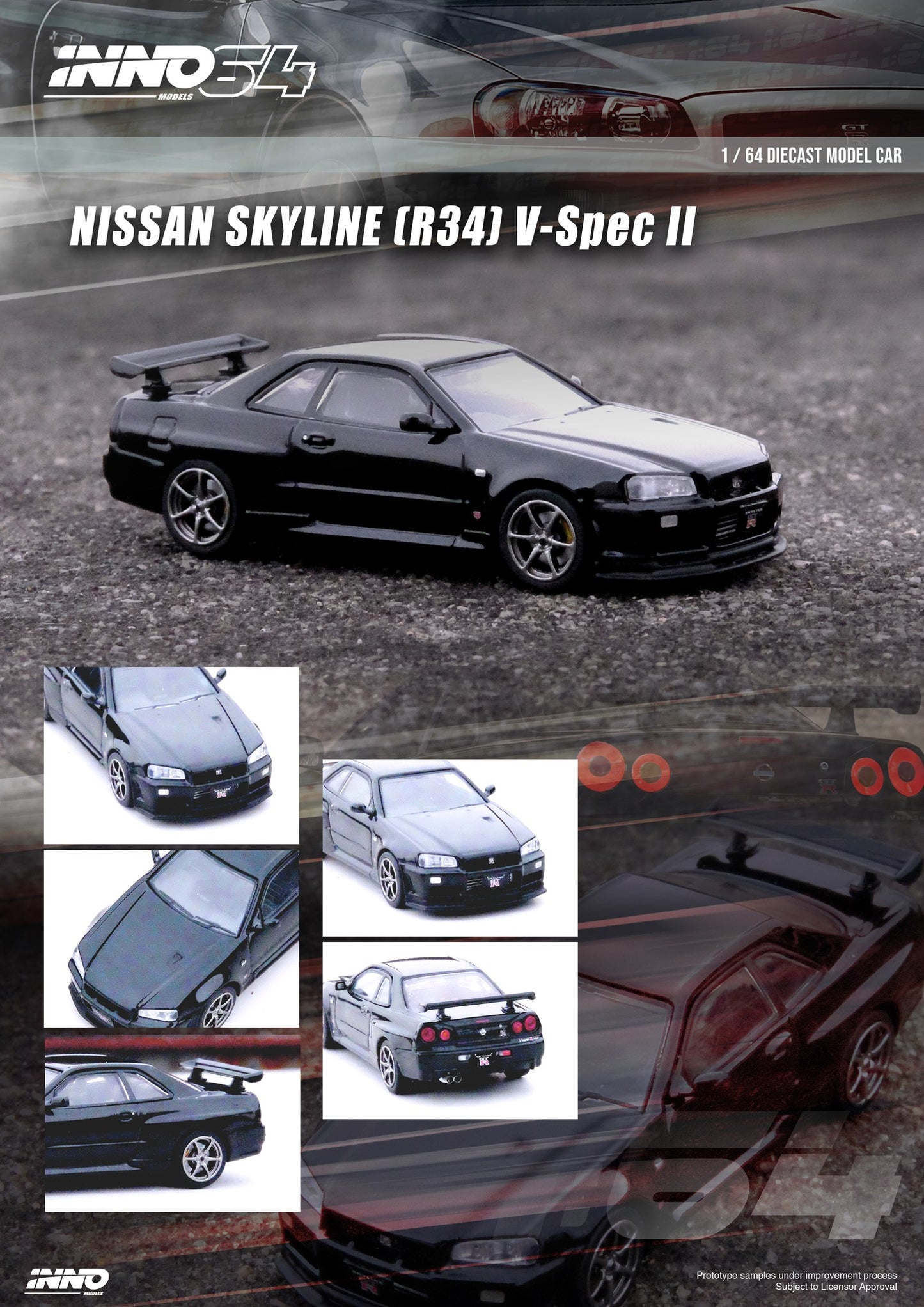 INNO64 1:64 Nissan Skyline GT-R R34 V-Spec II Black