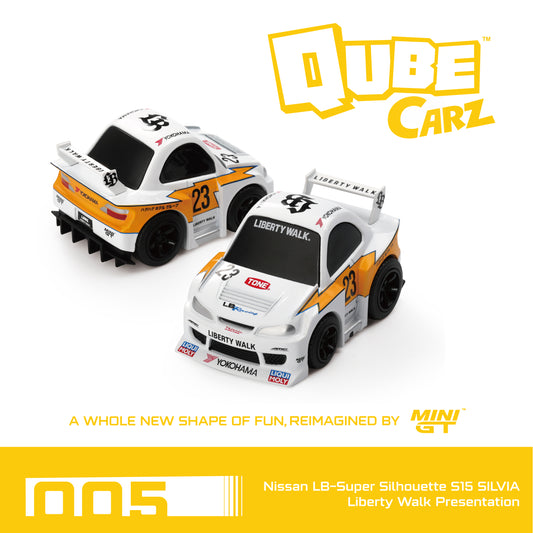 Mini GT 1:64 QubeCarz Nissan LB-Super Silhouette S15 SILVIA Liberty Walk Presentation /Blister packaging (QZ00501-BL)