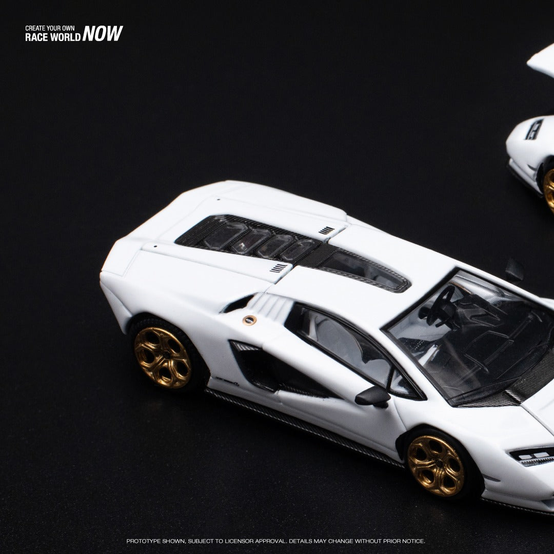 Pop Race 1:64 Lamborghini Countach LPI 800-4 Bianco Siderale Opening Front and Rear Detailed Engine (PR640117)