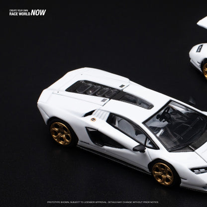Pop Race 1:64 Lamborghini Countach LPI 800-4 Bianco Siderale Opening Front and Rear Detailed Engine (PR640117)