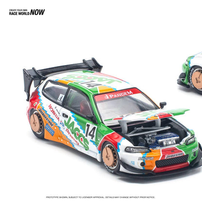 Pop Race 1:64 Honda PANDEM CIVIC EG6 v1.5 JACCS Opening Front Detailed Engine (PR640128)