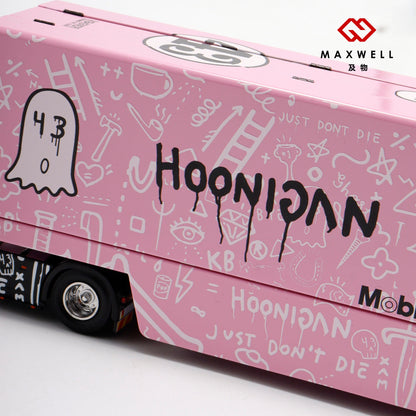 Maxwell 1/64 Scania S-Series S730 V8 Double Layers Enclosed  Gull Wings Transporter Lorry Truck Livery Ken Block Hoonigan #43 Pink Pig
